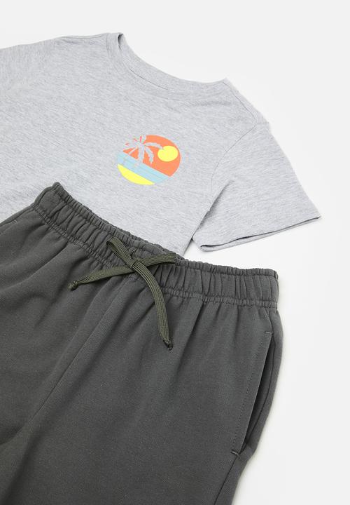 Pop Candy - Tee & short set - grey