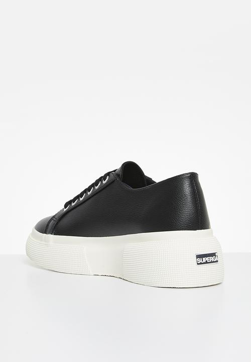 superga black leather platform sneakers
