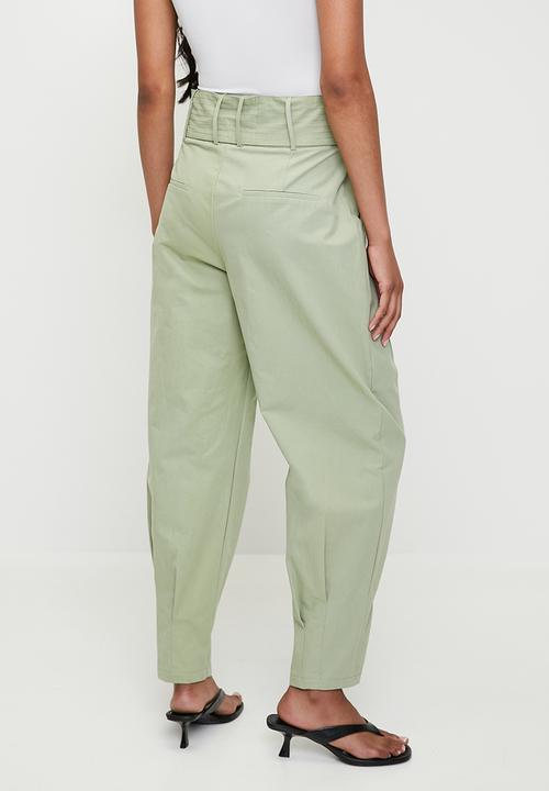 Superbalist - Barrel leg trouser with self fabric tie belt - olive