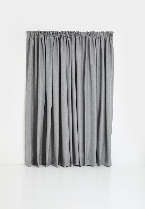 Blockout taped curtain - Mid Grey Slub