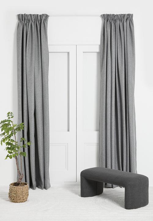 Design Collection - Blockout taped curtain - Mid Grey Slub