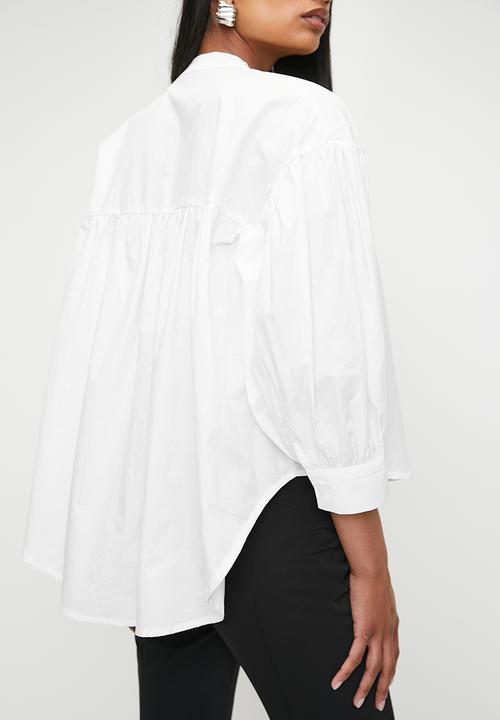 Superbalist - Bubble sleeve mandarin shirt - white