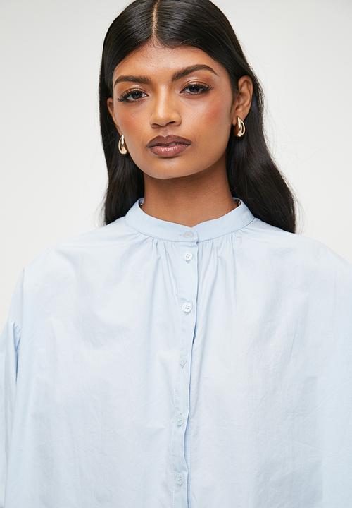 Superbalist - Bubble sleeve mandarin shirt - blue
