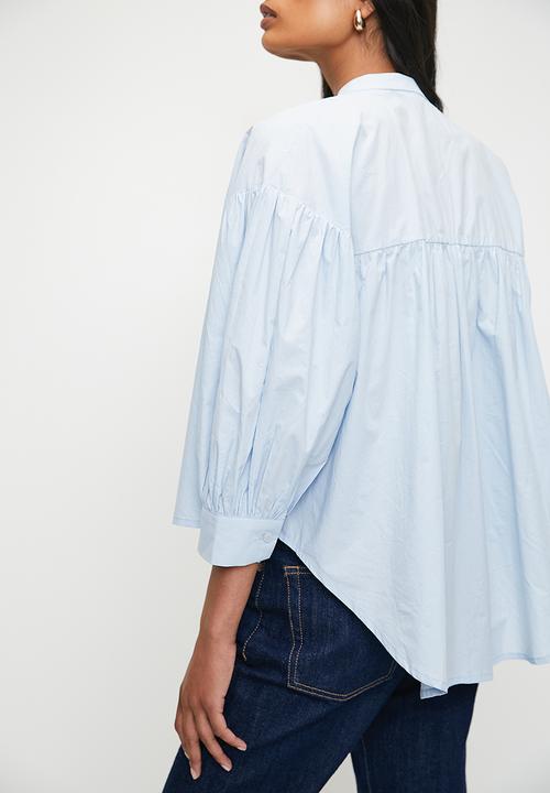 Superbalist - Bubble sleeve mandarin shirt - blue