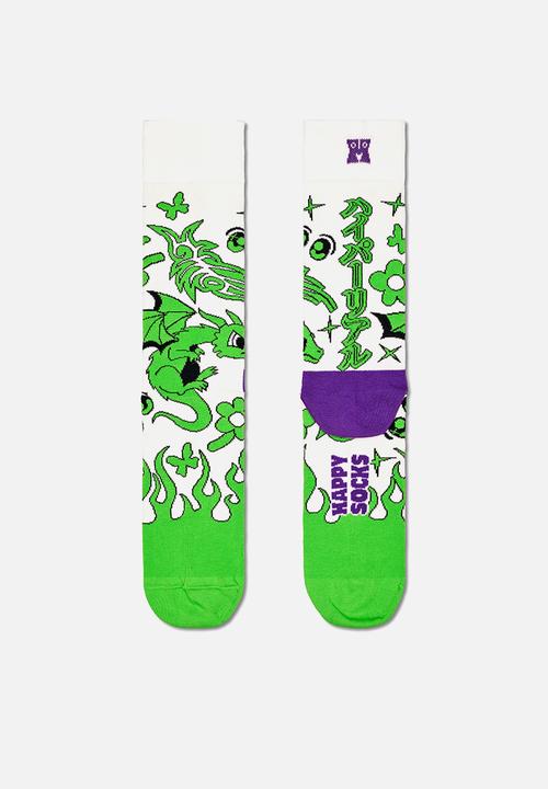Happy Socks - Hyper dragon sock - white
