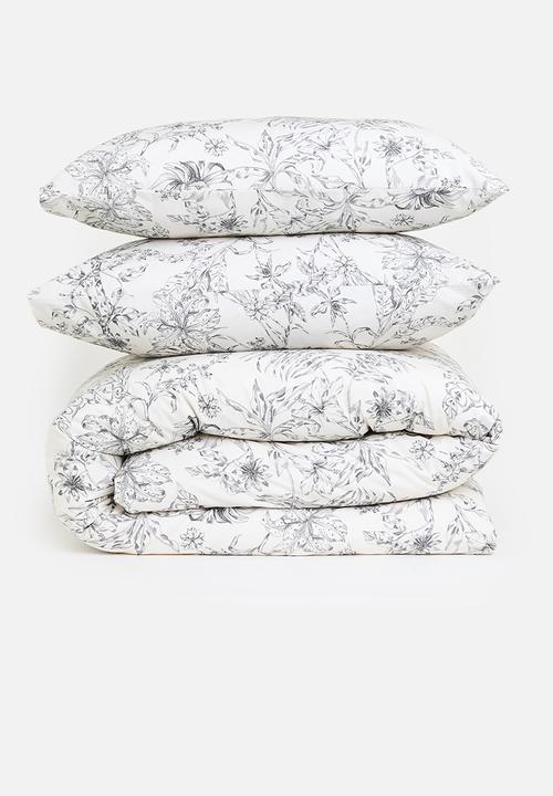 Sixth Floor - Pure Cotton Floral Toile Duvet Cover Set - Beige
