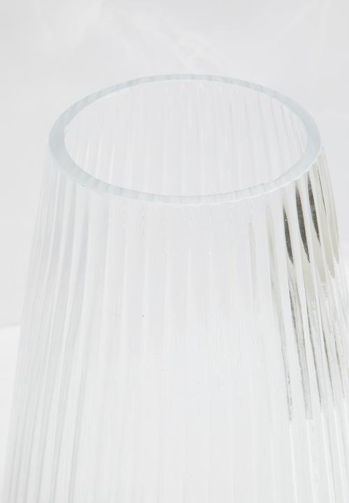Silk By Design - Ribbed Glass Vase - clear