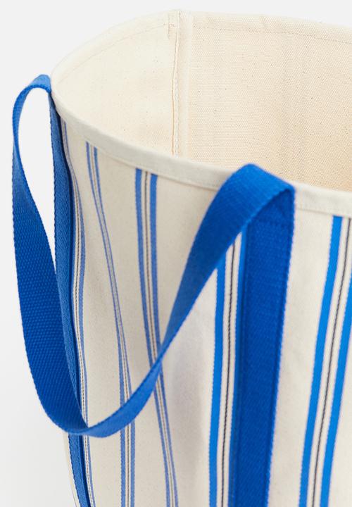 H&M - Cotton canvas beach bag - blue striped