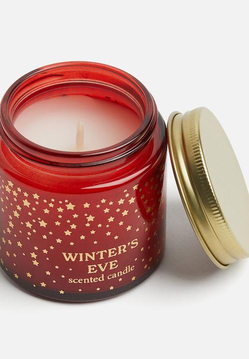 H&M - Small scented candle in glass holder - dark red