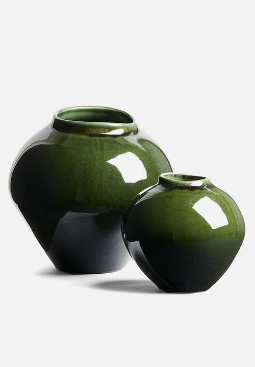 H&M - Irregular stoneware vase - dark green