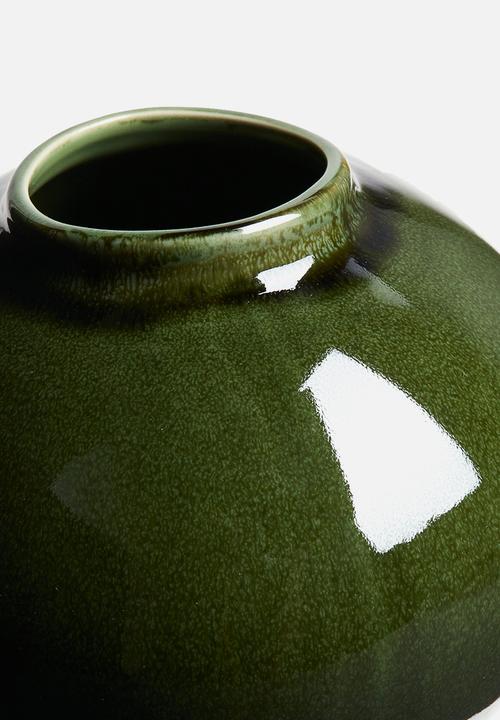 H&M - Irregular stoneware vase - dark green
