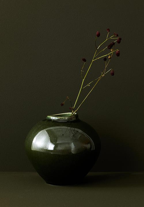 H&M - Irregular stoneware vase - dark green