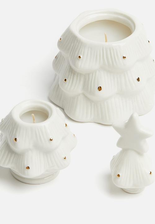H&M - Candles in a christmas-tree-shaped holder - white