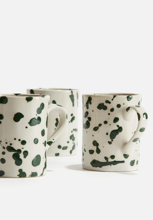 H&M - Speckled-glaze stoneware mug - natural white & dark green