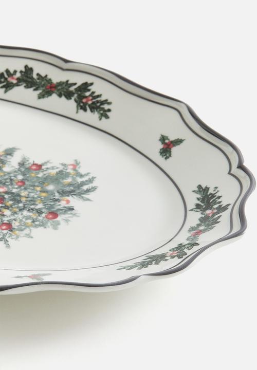 H&M - Large porcelain serving plate - Green Christmas tree