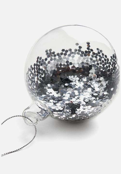 H&M - Glittery glass bauble - silver