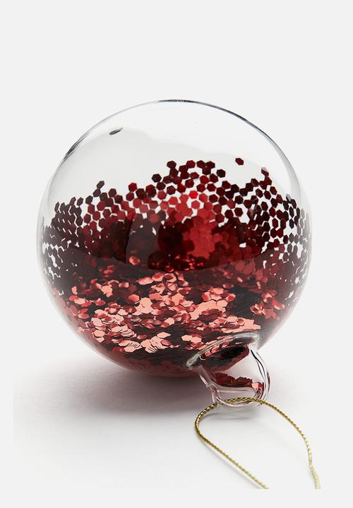 H&M - Glittery glass bauble - red