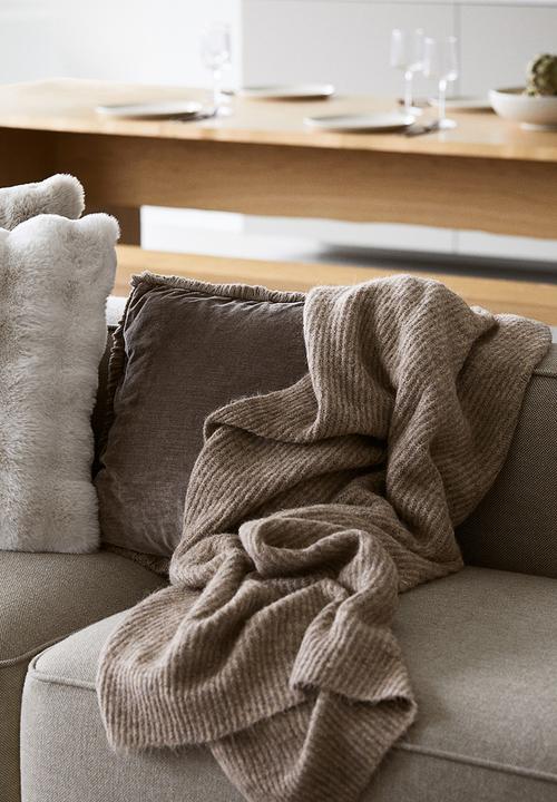 H&M - Rib-knit blanket - beige marl