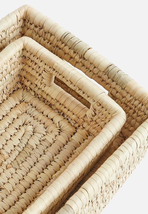 H&M - 2-Piece straw storage basket set - light beige