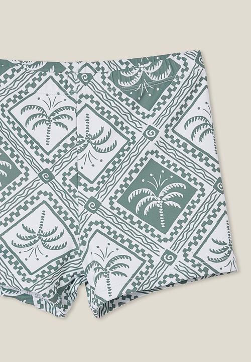 Cotton On - Billy boyleg swim trunk - swag green/tile palm