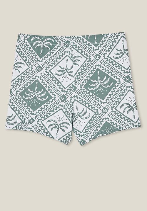 Cotton On - Billy boyleg swim trunk - swag green/tile palm