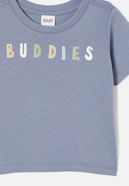 Cotton On - Jamie short sleeve graphic print tee - steel/buddies