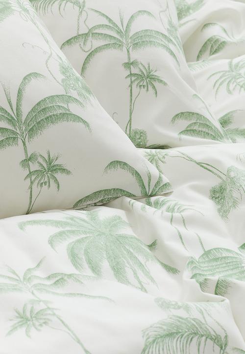 H&M - Patterned double/king duvet cover set - green palm trees