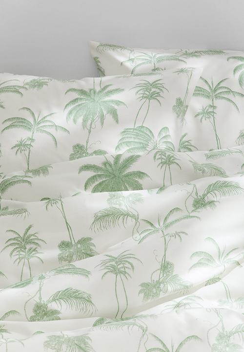 H&M - Patterned double/king duvet cover set - green palm trees