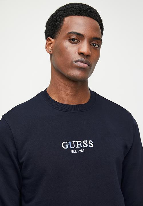 GUESS - Multi colour logo cn sweatshirt - smart blue