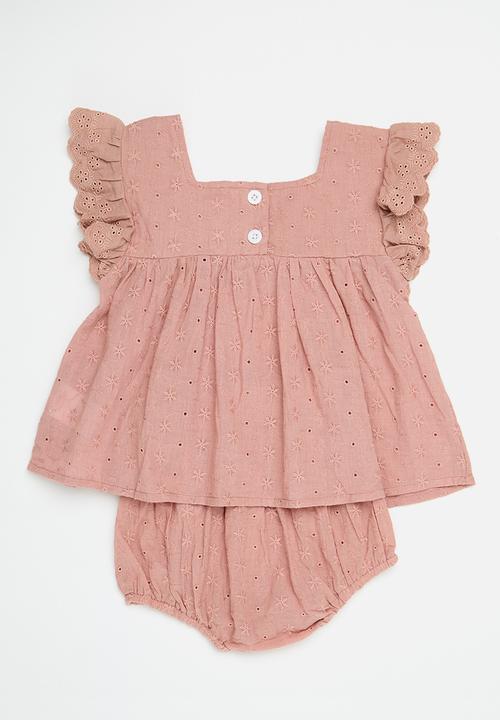Pop Candy - Anglaise top & bloomer set - brown