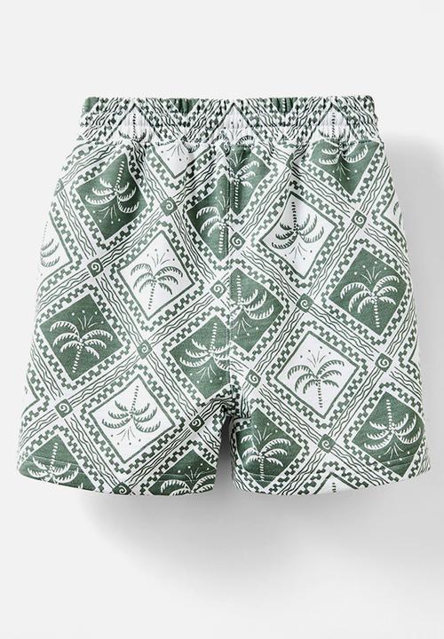 Cotton On - Henry slouch short - swag green/teja tile yardage