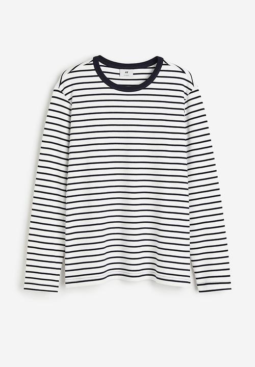 H&M - Regular fit jersey top - navy blue striped