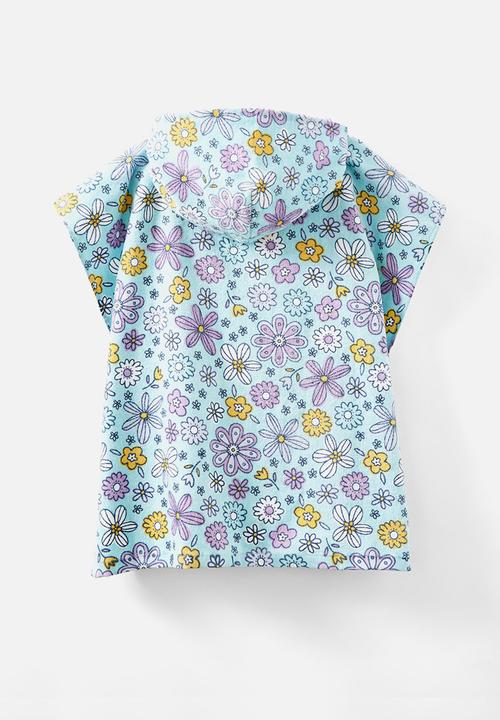 Cotton On - Kids hooded towel - barber blue/mimi ditsy