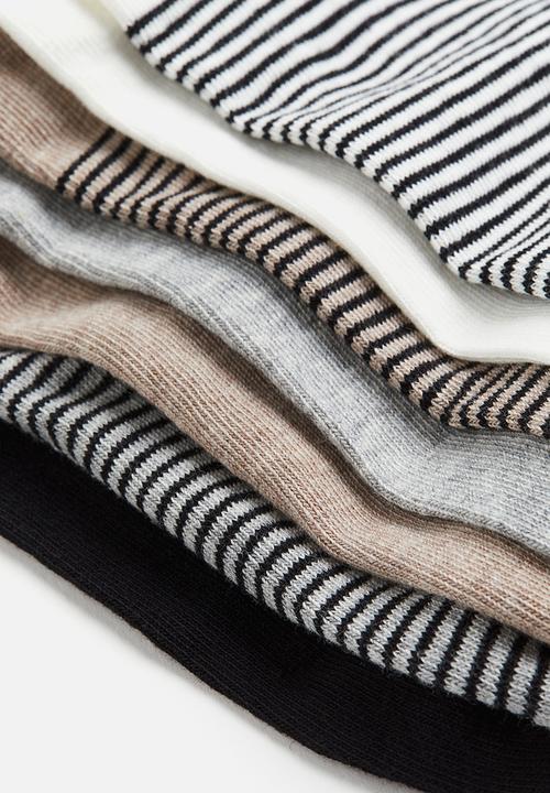 H&M - 7 pack trainer socks - grey marl & beige marl 