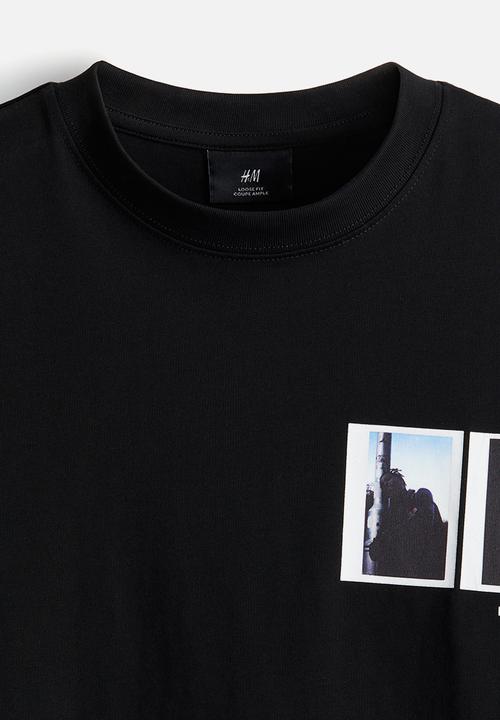 H&M - Loose fit printed t-shirt - black & blue forever
