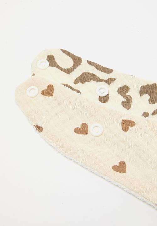 Pop Candy - 2 Pack bib set-ecru & brown