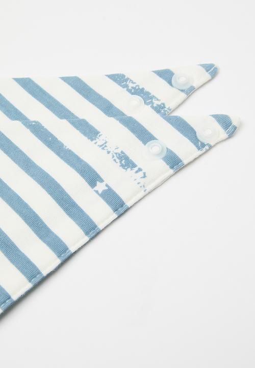 Pop Candy - 2 Pack striped bib set - blue & white