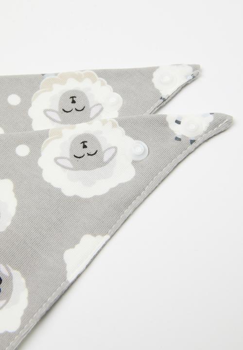 Pop Candy - 2 Pack printed bib set - grey & white