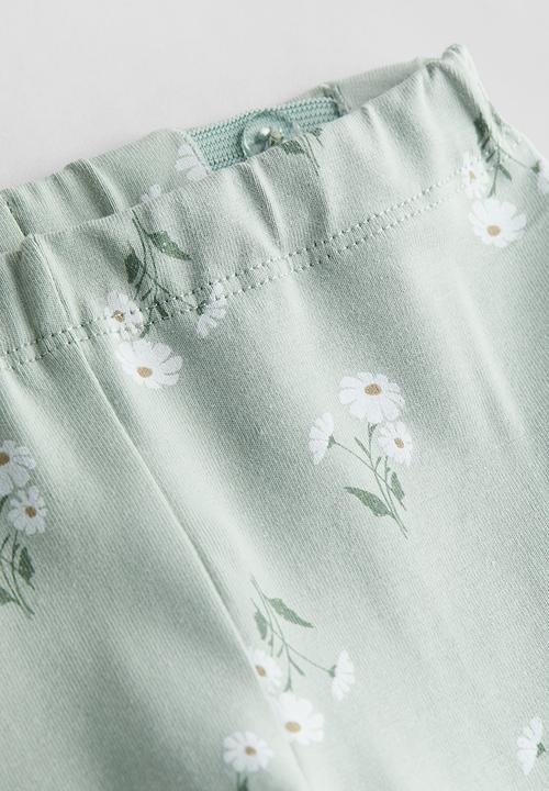H&M - 3 piece cotton set - light green floral 