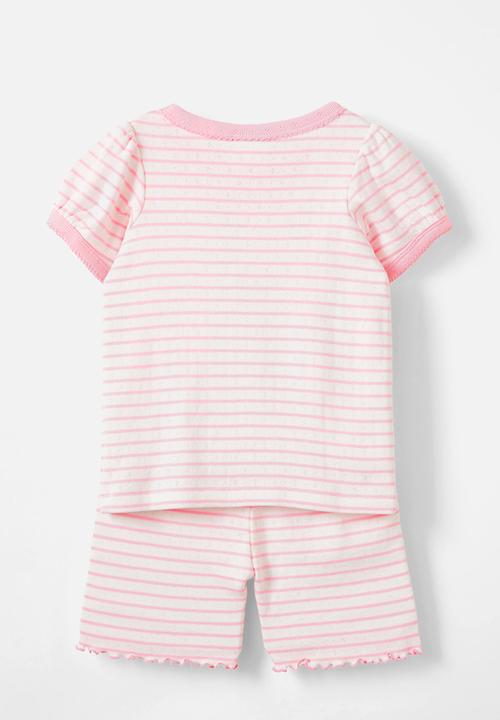 Cotton On - Ella short sleeve pyjama set - vanilla/blush pink stripe