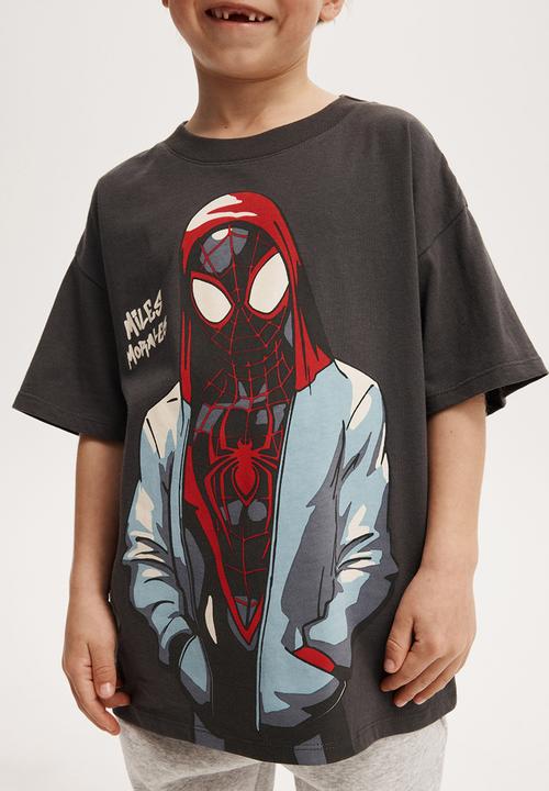Cotton On - Spiderman drop shoulder short sleeve tee - black