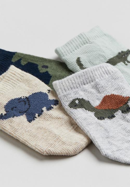 H&M - 4 pack shaftless socks - light dusty green crocodile