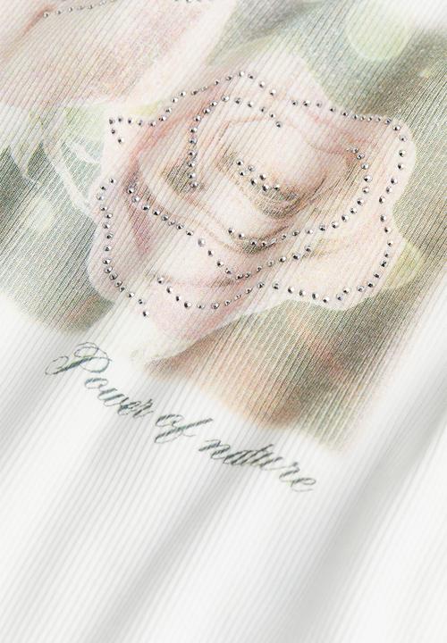 H&M - Ribbed t-shirt - white roses 