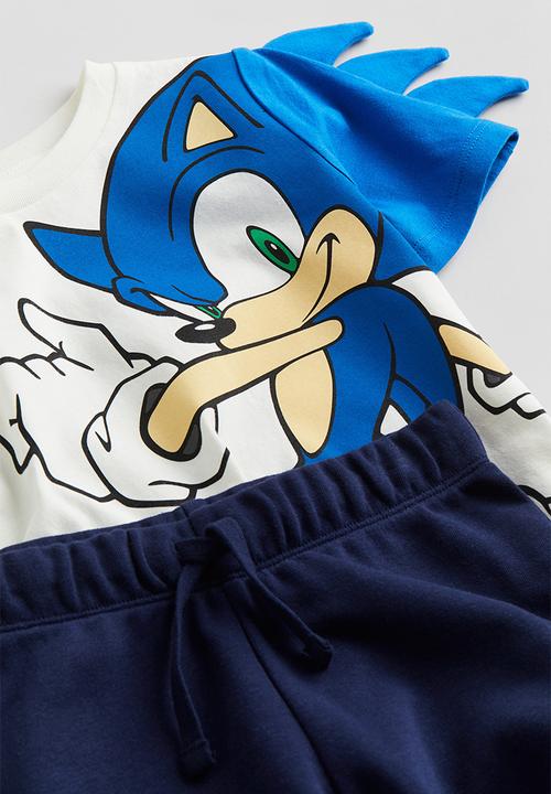 H&M - 2 piece motif-detail set - navy blue sonic the hedgehog 