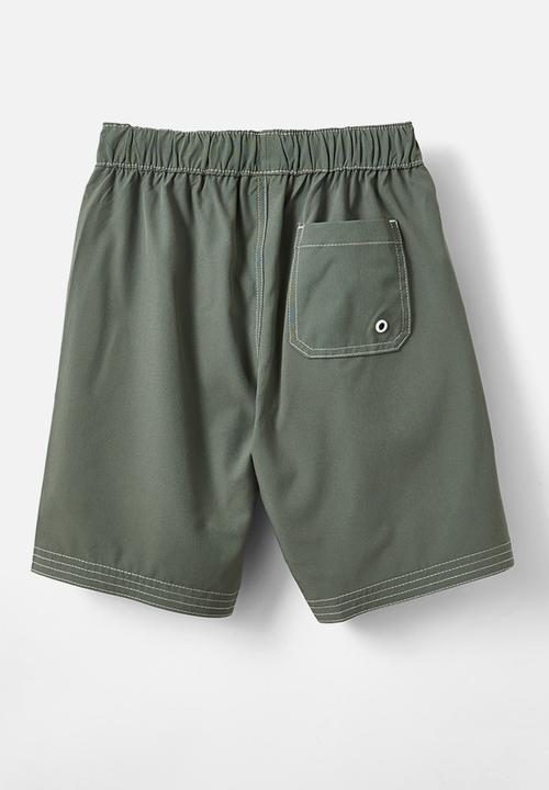 Cotton On - Bobby stretch board short - swag green/white stitch