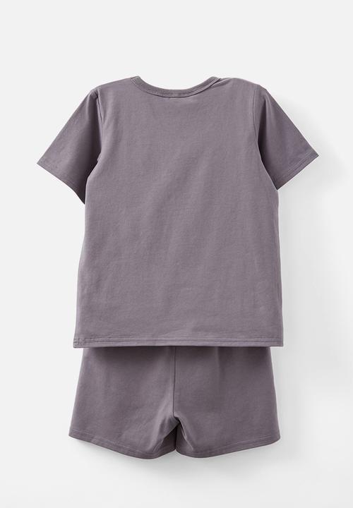 Cotton On - Jordan short sleeve pyjama set license - lcn wb rabbit grey/batman glow