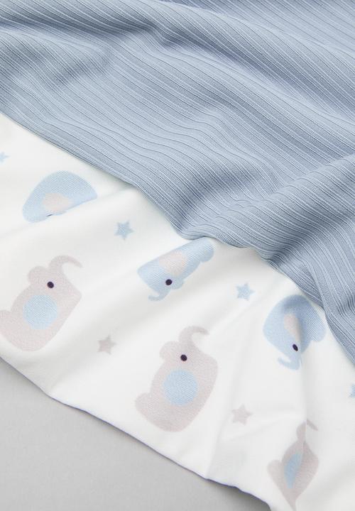 Pop Candy - 2 Pack swaddle set-white & light blue