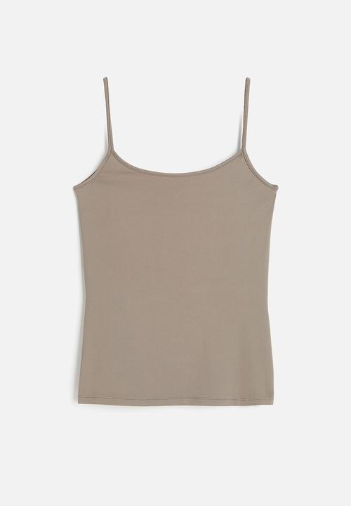 H&M - Microfibre strappy top - dark beige