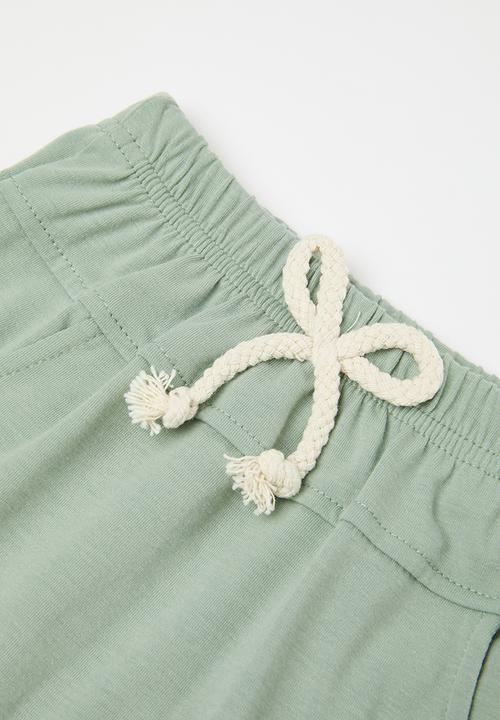 Pop Candy - Contrast pocket tee & short set - green & white