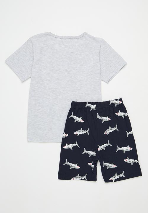 Pop Candy - Printed pj set - grey & navy blue